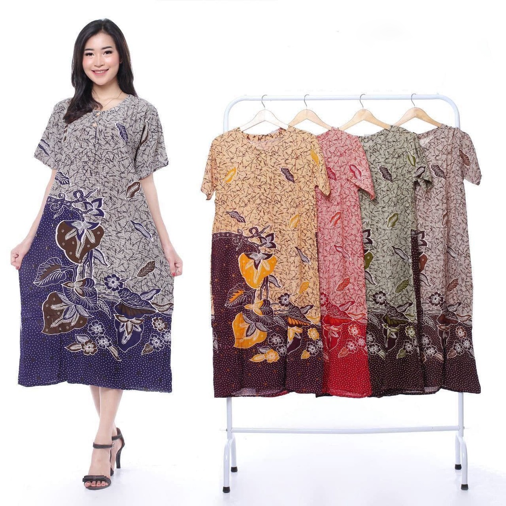 Daster Kencana Ungu Batik - Daster Busui LD 105 - Atasan Wanita - Batik Motif Abstrak Kekinian-Beras