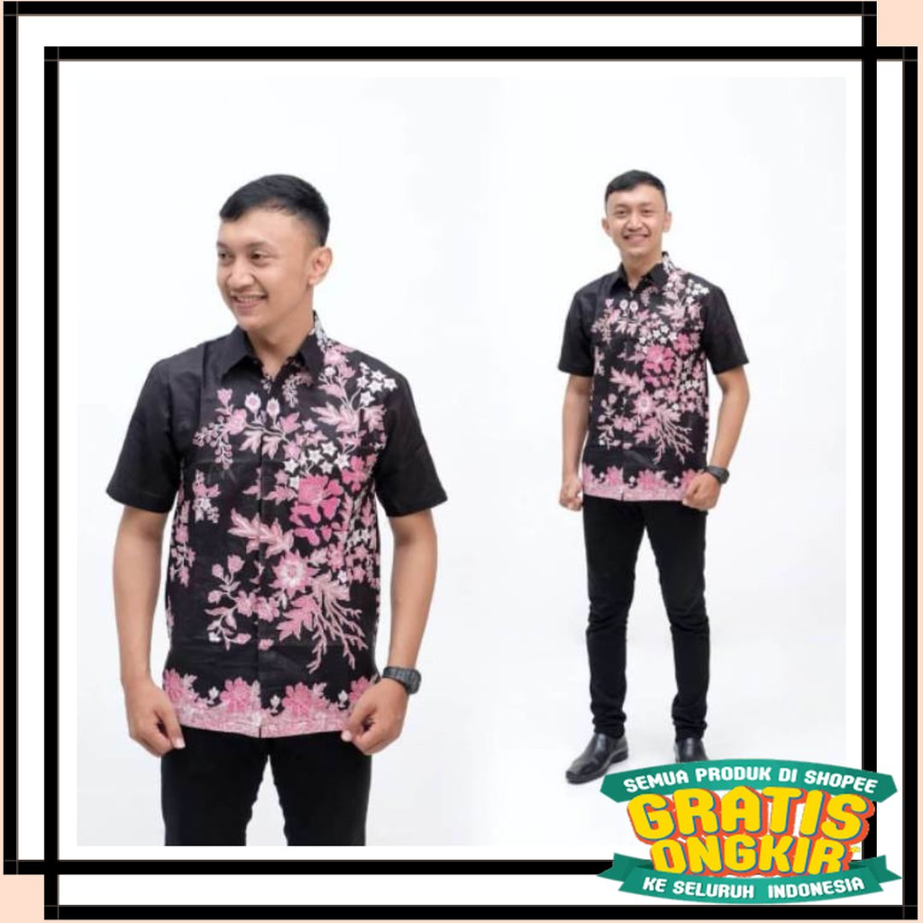 BATIK SEMARANG MURAH - TERBARU TERKINI / Kemeja Batik Pria Motif Sakura
