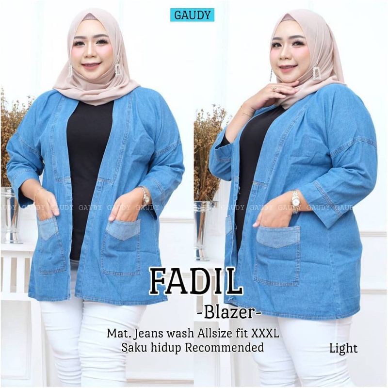 Cardigan jeans jumbo ld 130 outer wanita kekinian