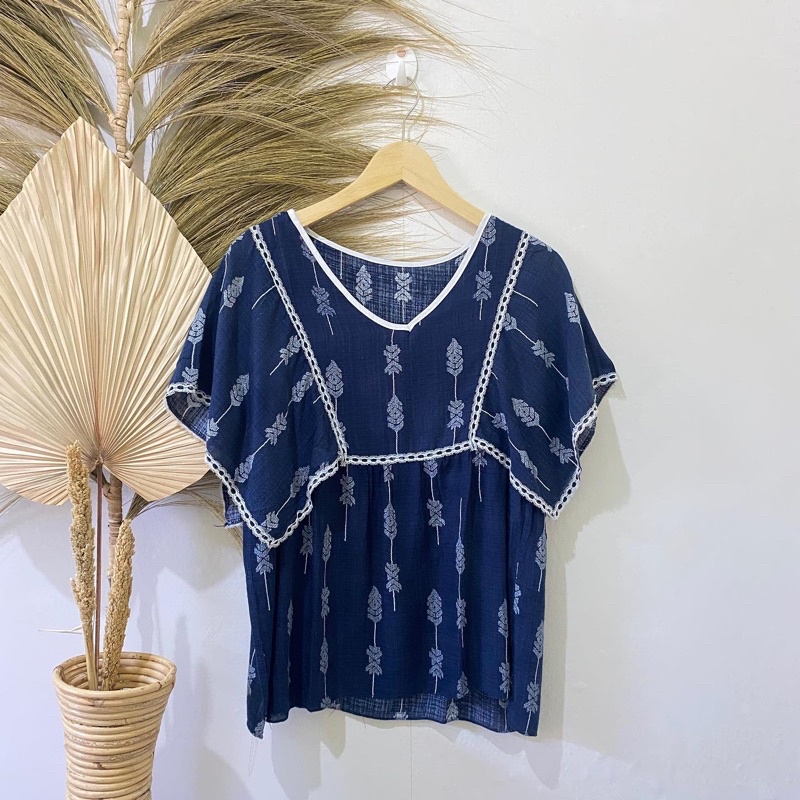 Thrift Kemeja Blouse Atasan Wanita Motif Polos Vintage - Batch 37 (B2-153 s/d B2-192)-B2-188