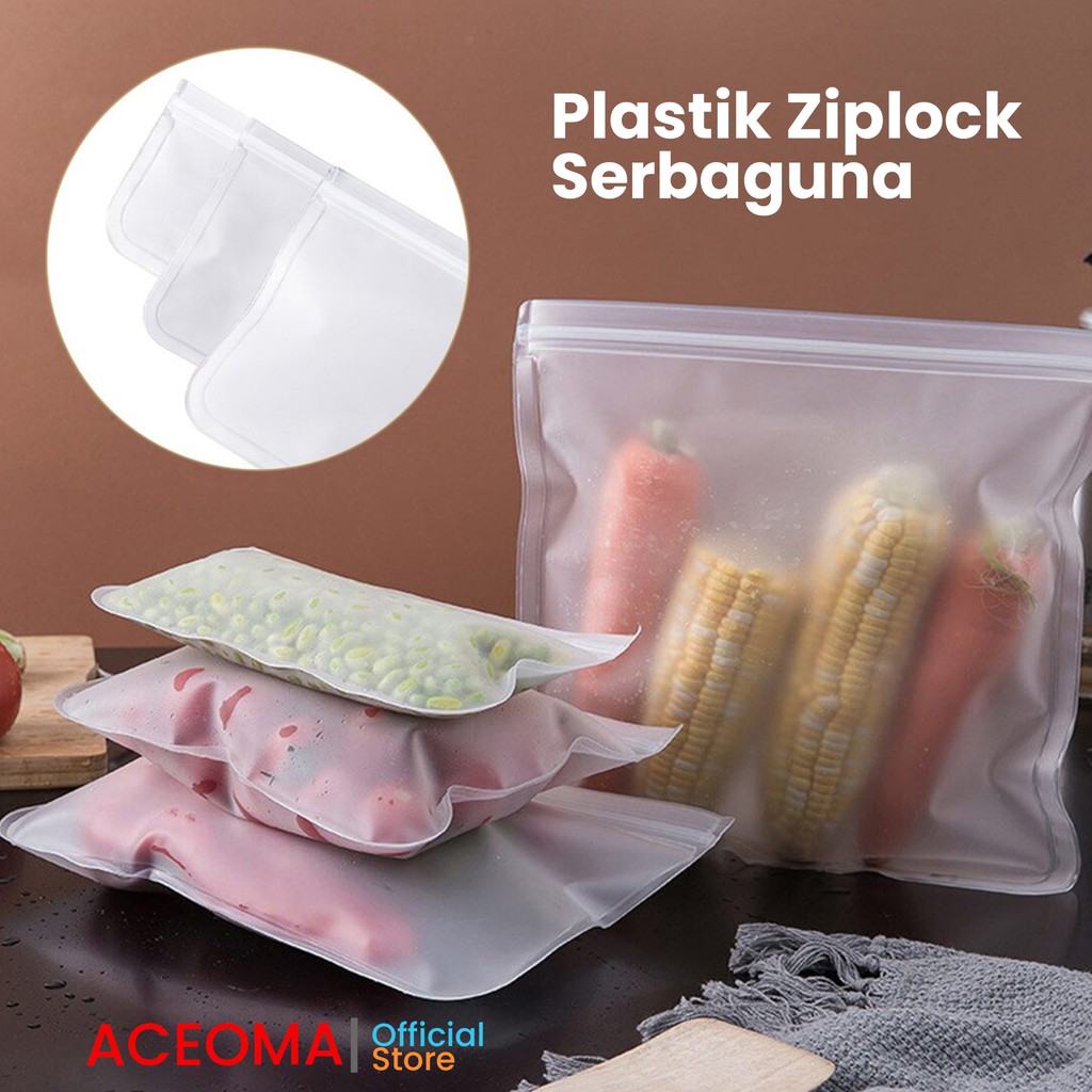 Plastik Ziplock Makanan Kantong Plastik Sayuran Silicone Ziplock Packaging Makanan Kulkas Food Bag a