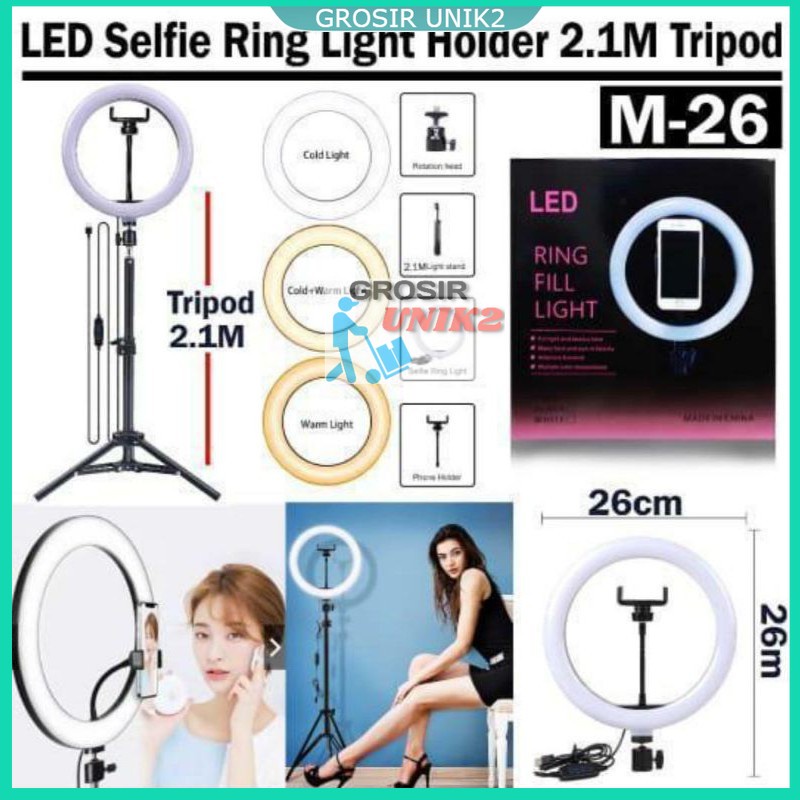 Ringlight LED 26cm Make Up Vlog Lampu Ring light Tripod 2.1M / Lampu Live Tiktok