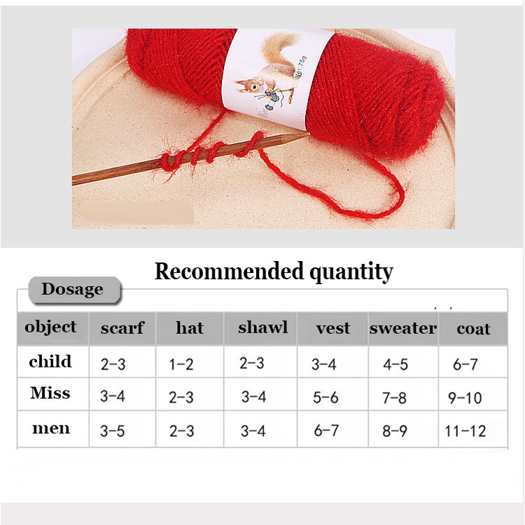 75g benang wol tupai kasmir halus benang rajutan wol untuk membuat topi syal sweater