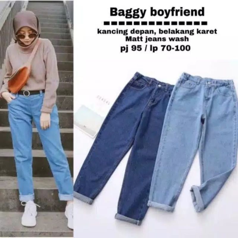 (BISA COD)CELANA BOYFREIND JEANS SNOW//BAGGY JEANS//CELANA BAGGY JEANS PLAIN BOYFREINDMURAH//CELANA BF POLOS BEST SELLER