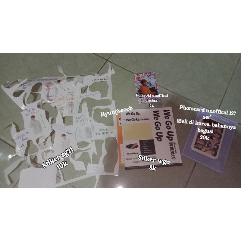 Stiker Mark sg21, stiker we go up, Polaroid Renjun, photocard nct 127