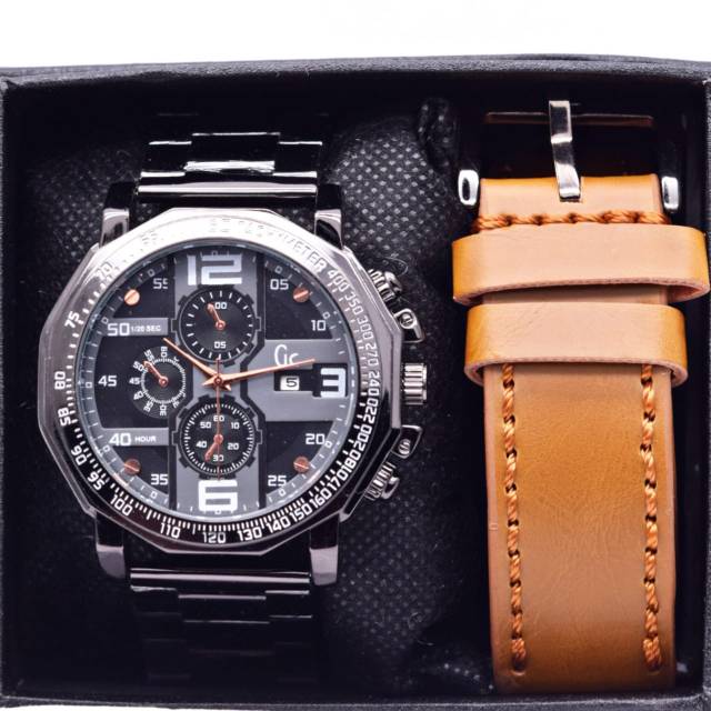 Jam Tangan Pria GC PAKET FREE TALI KULIT