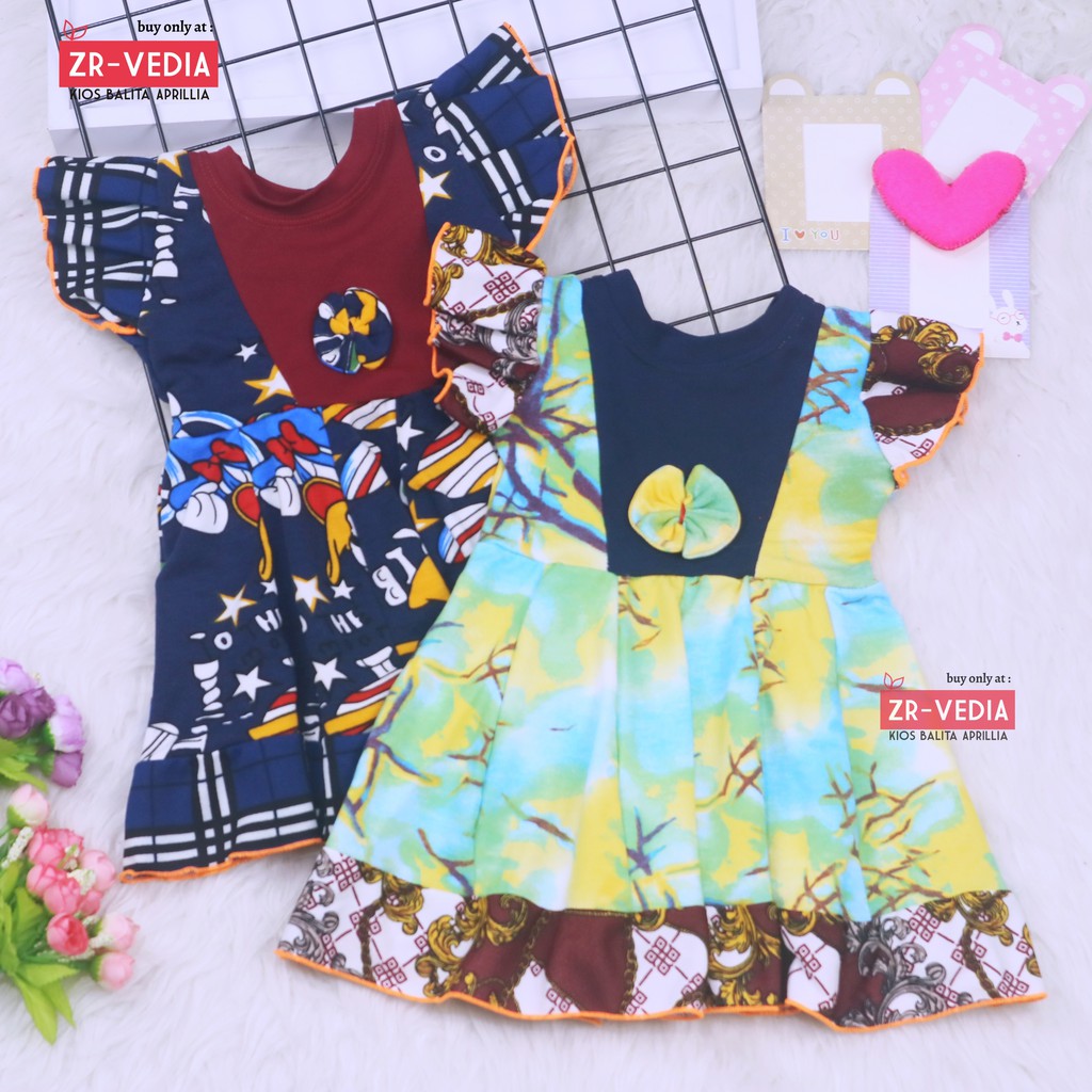 Dress Tania uk 6-18 Bulan / Dres Lengan Pendek Baby Perempuan Baju Gaun Pesta Bayi Murah Impor