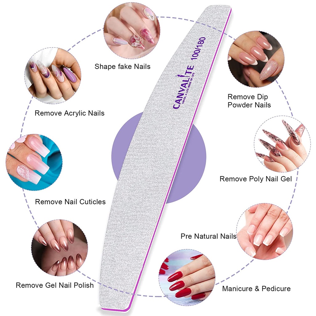 Papan Ampelas Poles Kuku Dua Sisi Grit 80 / 180 / 240 Multifungsi Untuk Manicure