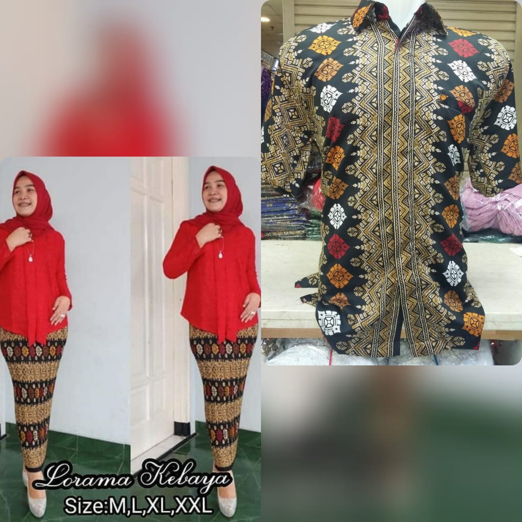 couple set kebaya brukat floy dan kemeja hem pendek terlarisss