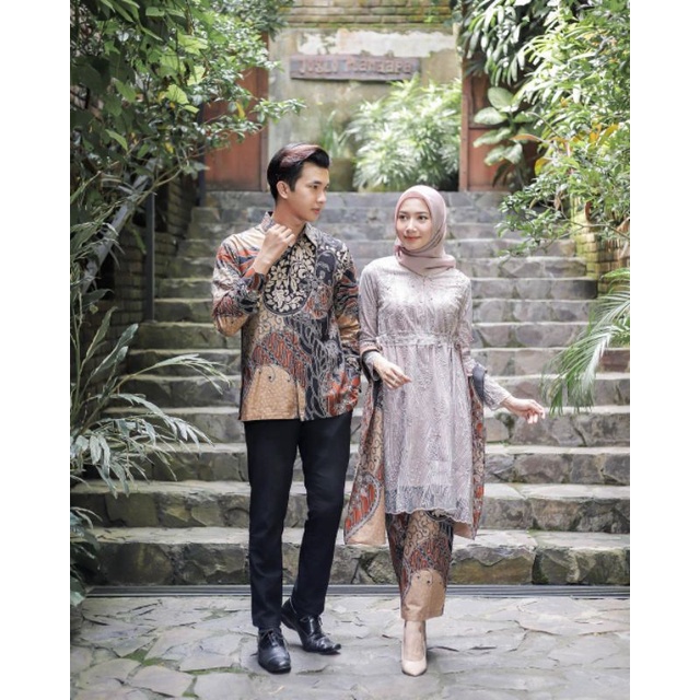 kebaya batik couple meca brown GRATIS JILBAB kebaya lamaran kebaya lebaran modern kebaya wisuda