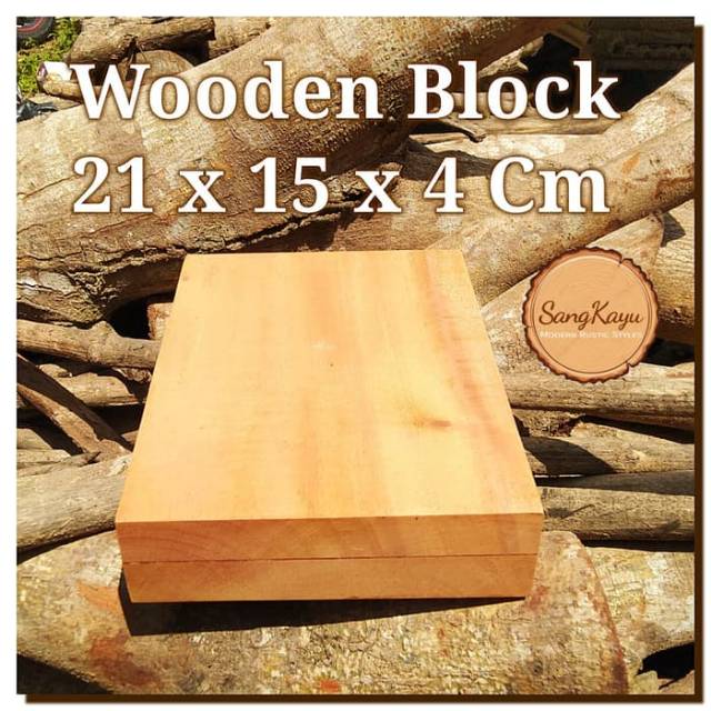 Wooden Block 21x15x4 cm balok kayu pajangan display stand aksesoris