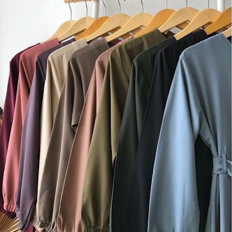 Muraaaahh.. Gamis Polos Menyusui Modern Ukuran Jumbo XXL LD 120 Warna Hijau Botol Full Kancing Pakai