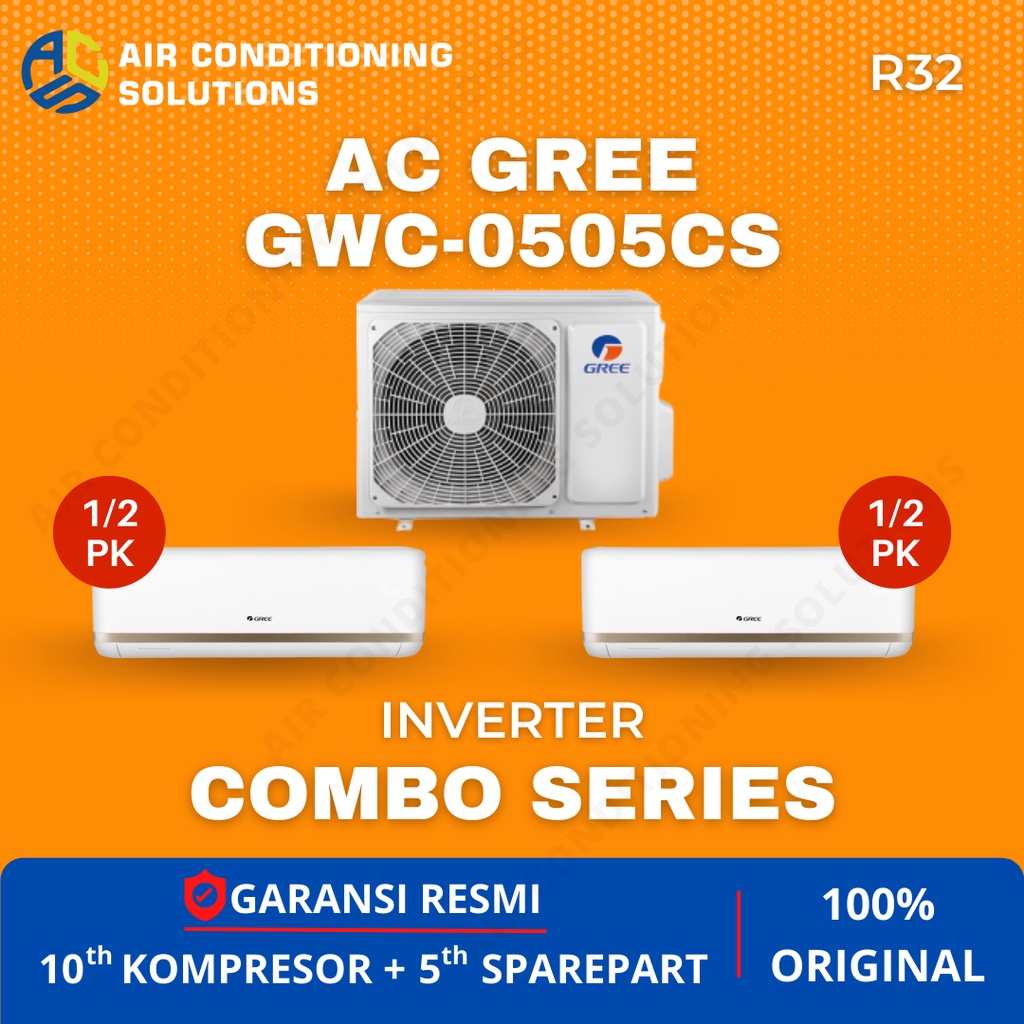 Jual Ac Combo Split Inverter Terbaik 2 Indour 1/2 Pk Dan 1 Outdour Gree ...