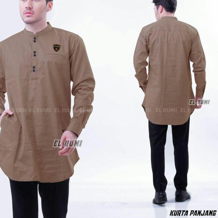Terlaris..  KURTA PAKISTAN POLOS PUTIH LENGAN PANJANG, KURTA ORIGINAL ELRUMI, BAJU KOKO KURTA <<<