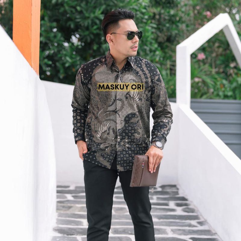 PHARSA Baju Batik Pria Lengan Panjang Furing Modern Premium  Kemeja Cowok keren Formal Kondangan Lamaran Acara Sekolah Kerja Kantor Kuliah Wisuda