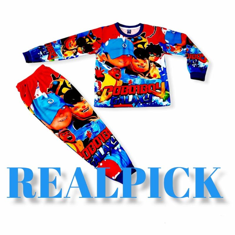 setelan baju tidur boboiboy set panjang/baju tidur boboiboy full printing