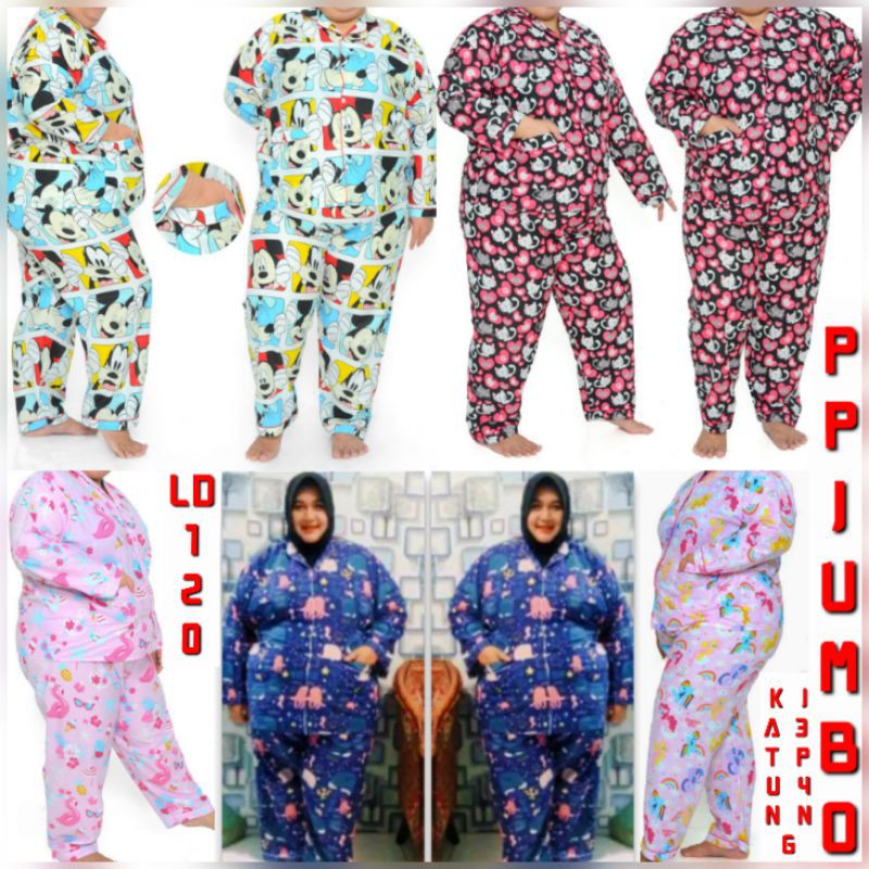 JUMBO piyama Baju Tidur dewasa / allsize Katun jepang lengan panjang celana panjang / Piama karakter