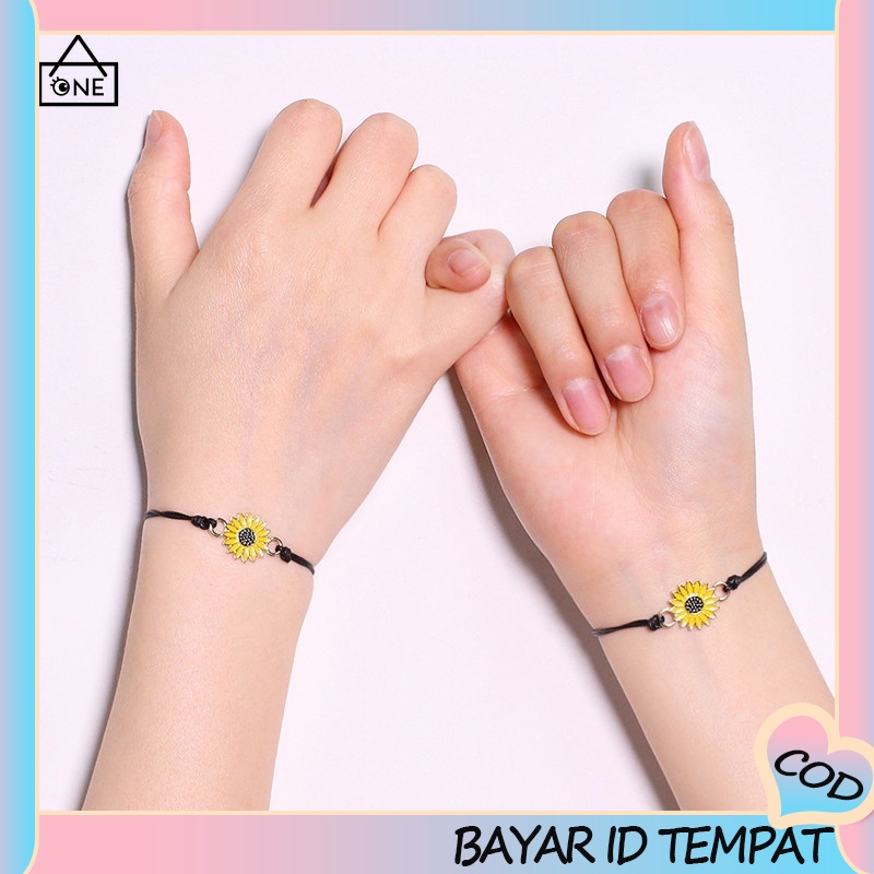 【A.one❤️COD】2 Pcs Gelang Korea Couple Fashion Uniseks Tali COD Persahabatan Anyaman Krisan Bunga Matahari  Bracelet