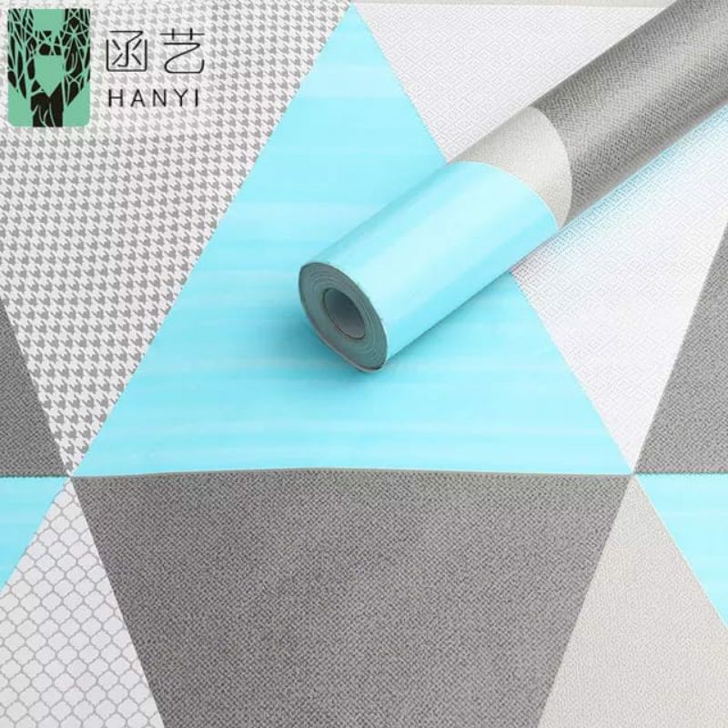 READY STOK wallpaper dinding 1kg 1roll segitiga biru
