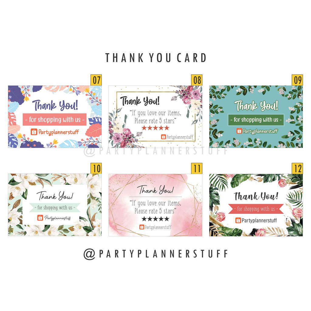 Kartu ucapan terima kasih online shop thank you card 