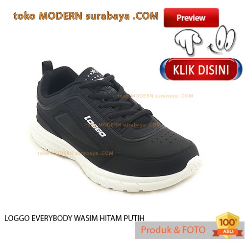 LOGGO EVERYBODY WASIM HITAM PUTIH sepatu pria sepatu sneakers