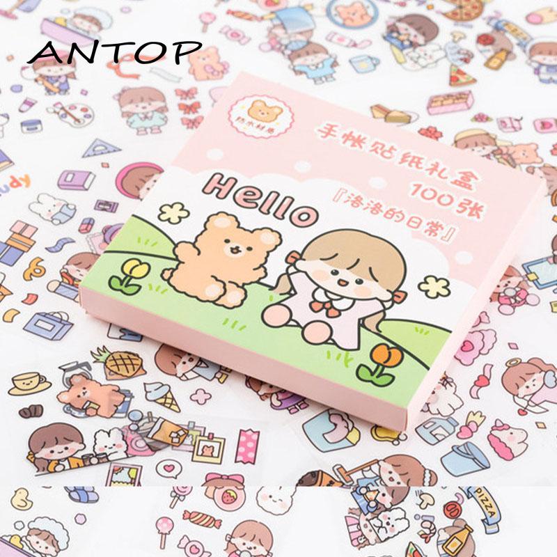 20pcs Stiker Thermos Desain Kartun Perempuan Lucu Model Anti-Air