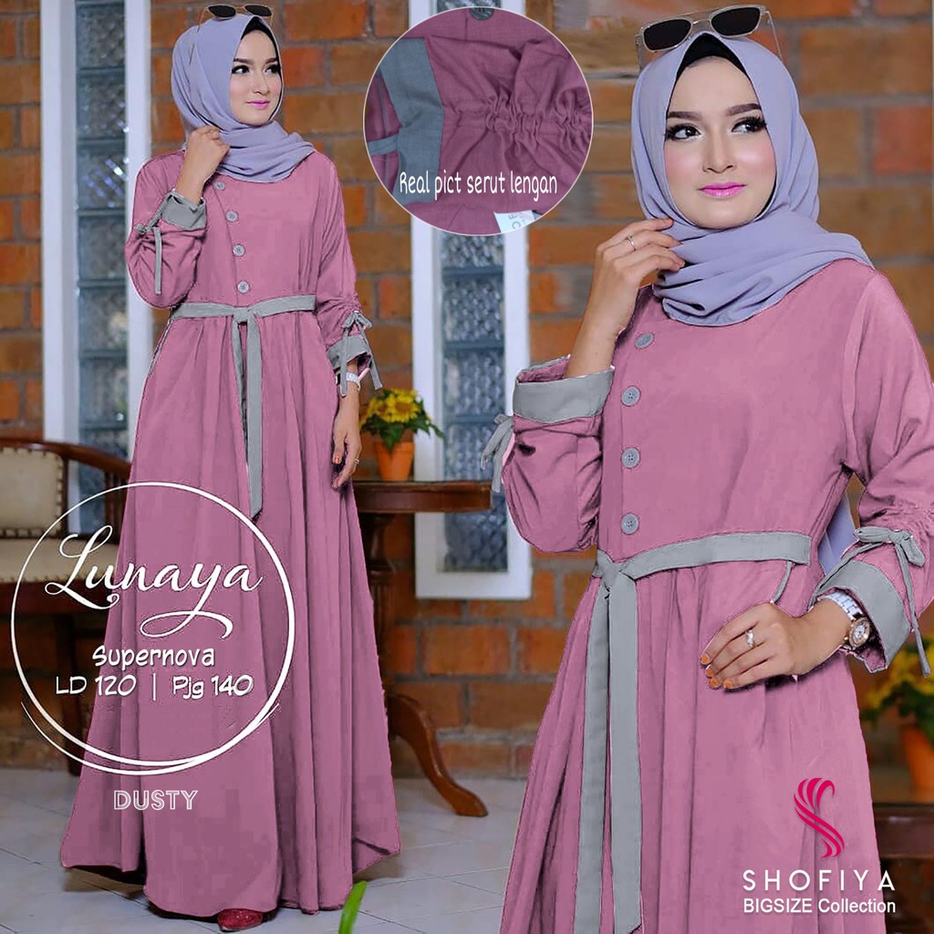 DRESS LUNAYA ORI SHOFIYA MOSCREPE JUMBO LD 120