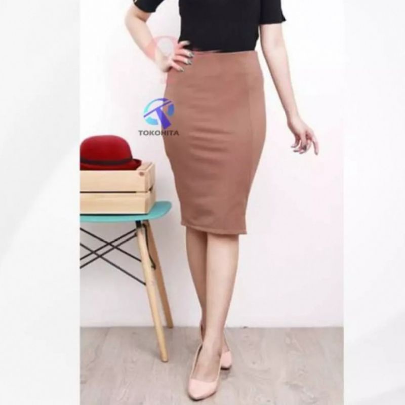 Rok Span Pendek Polos Scuba Hitam Warna