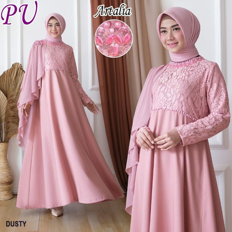 Artalia Gamis Pesta mUslimah kondangan walimatul gaun wisuda resepsi gaun cantik