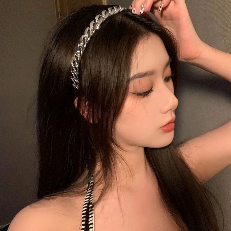 Bando Motif Rantai ukuran 1.1cm Bando Besi Emas Perak Bandana Korea bahan Alloy Chain Metal Headband Bando Bandana Gaya korea Aksesoris Rambut Murah