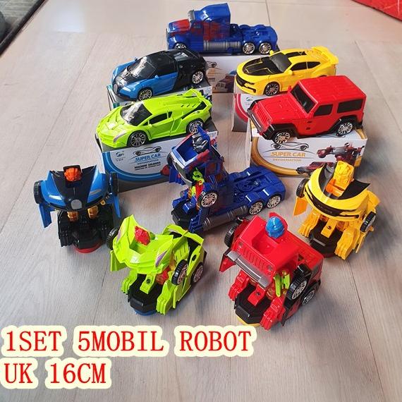 Mainan Mobil Robot Transformer Super Car Berubah Jadi Robot 5In1