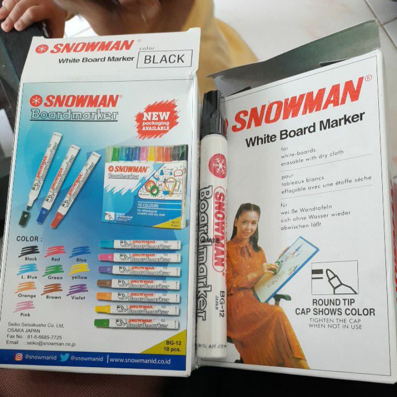 

SPIDOL SNOWMAN HITAM WHITEBOARD BG-12 JAPAN