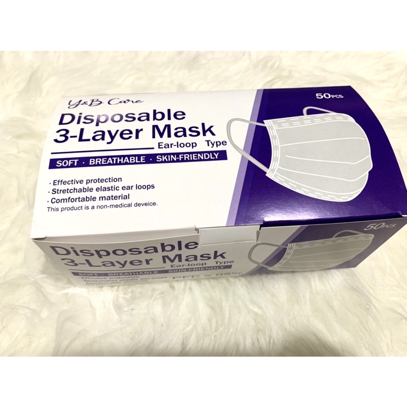 (COD) Masker Disposable Protective 3ply Mask Earloop isi 50pcs