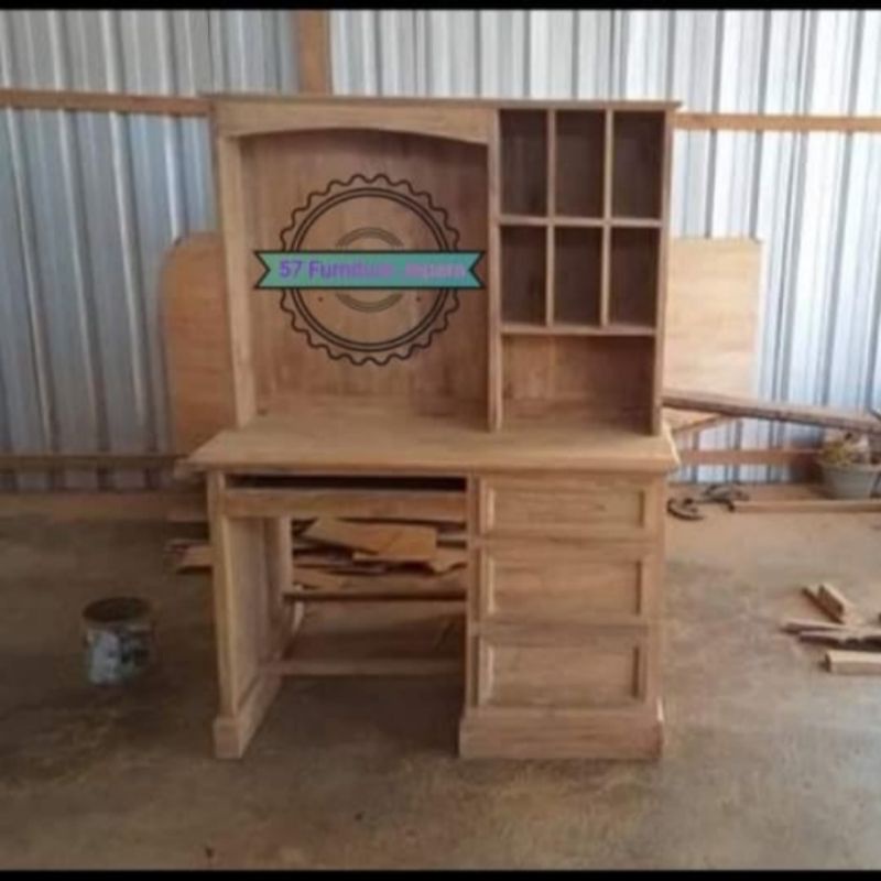 Meja belajar kayu jati/meja kerja mentahan