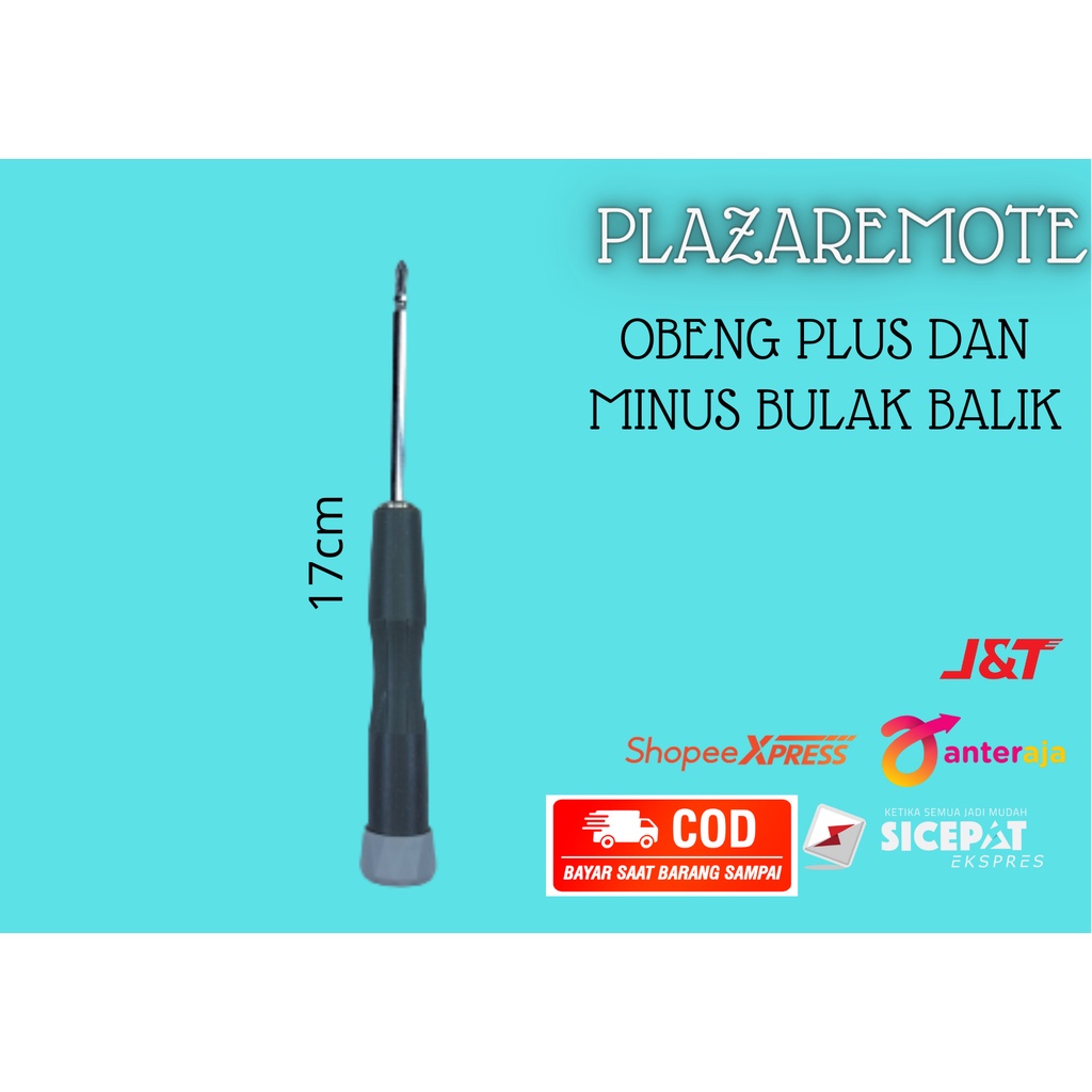 Obeng MINUS PLUS BOLAK BALIK ukuran sedang DIAMETER 4MM PANJANG 17CM 2way 2in1