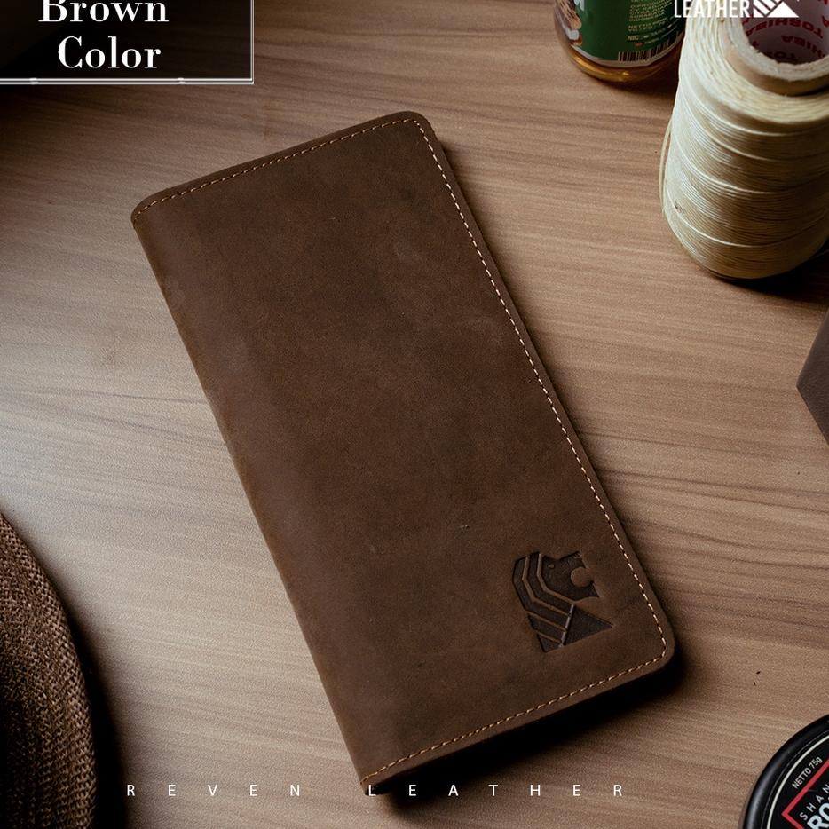 (TREN TERBARU) Dompet Panjang Pria Kulit Asli Leather Long Wallet Bahan Crazy Horse Kulit Sapi Asli 