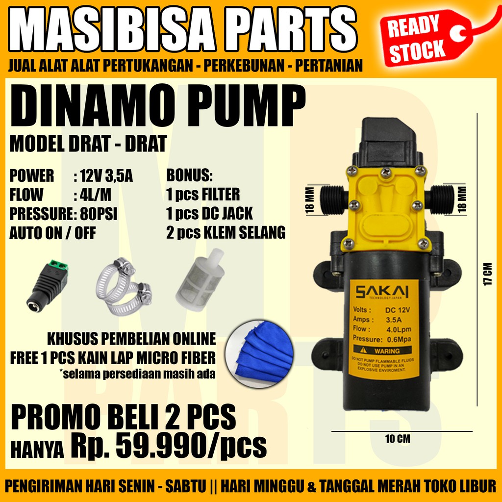 POMPA AIR DC 12V / DINAMO PUM P SPRAYER / CUCI MOBIL / MOTOR / AC DRAT