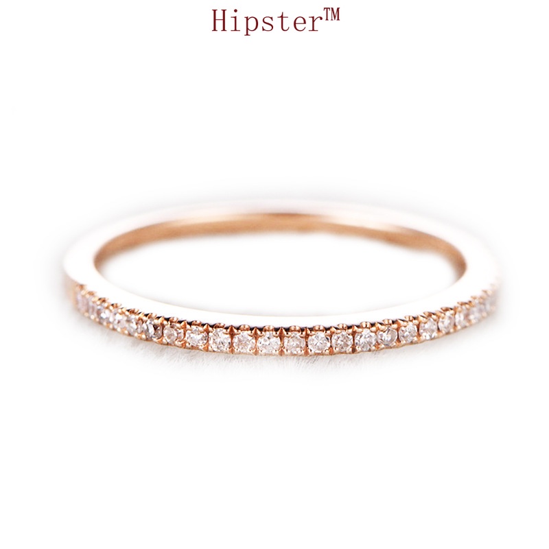 New Hot Sale Simple and Stylish Personality Rose Gold Inlaid Single Row Diamond Ring