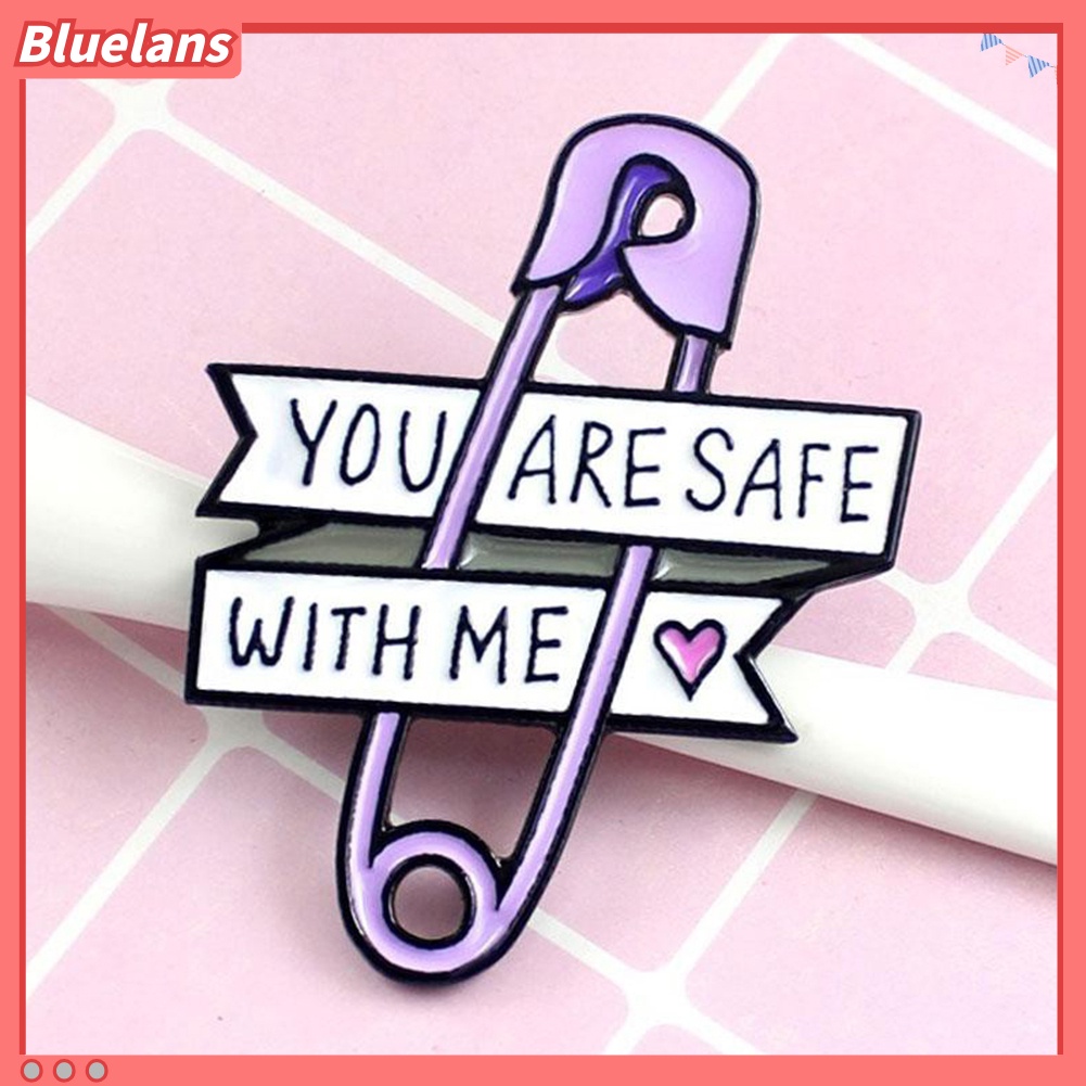 Bluelans Fashion Letters YOU ARE SAFE WITH ME Alloy Enamel Brooch Pin Badge Clip Gift