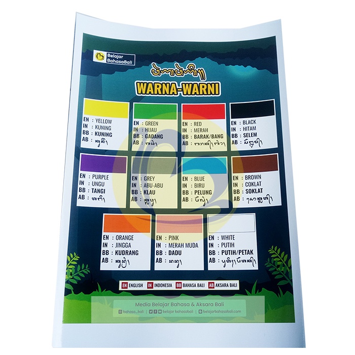 

Poster Warna Bahasa Bali dilengkapi Aksara Bali