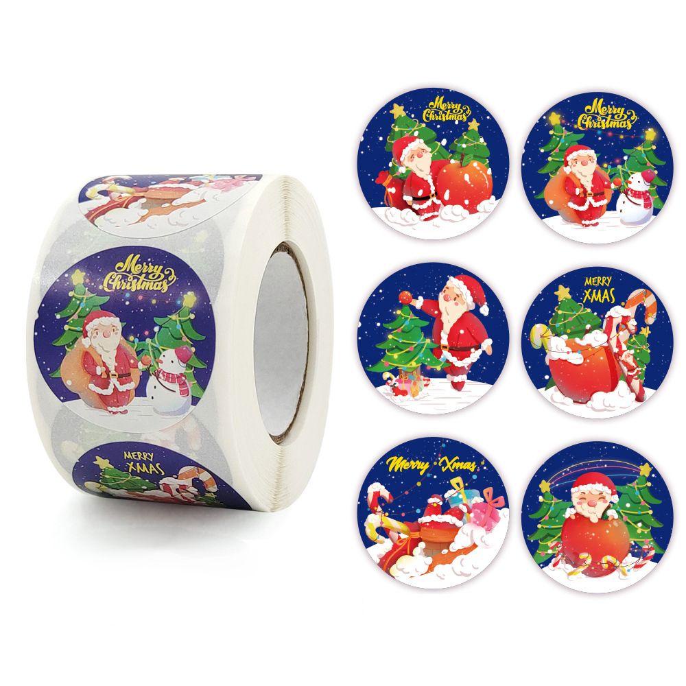 Solighter Stiker Kertas Permen Kemasan Kado Multi-Fungsi Merry Christmas Santa Claus Stickers