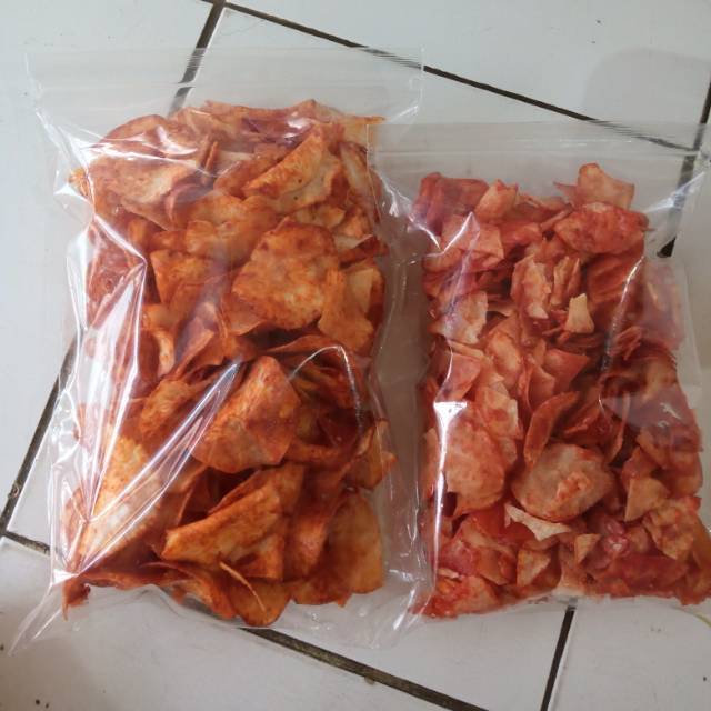 

Keripik balado pedas basah dan kering