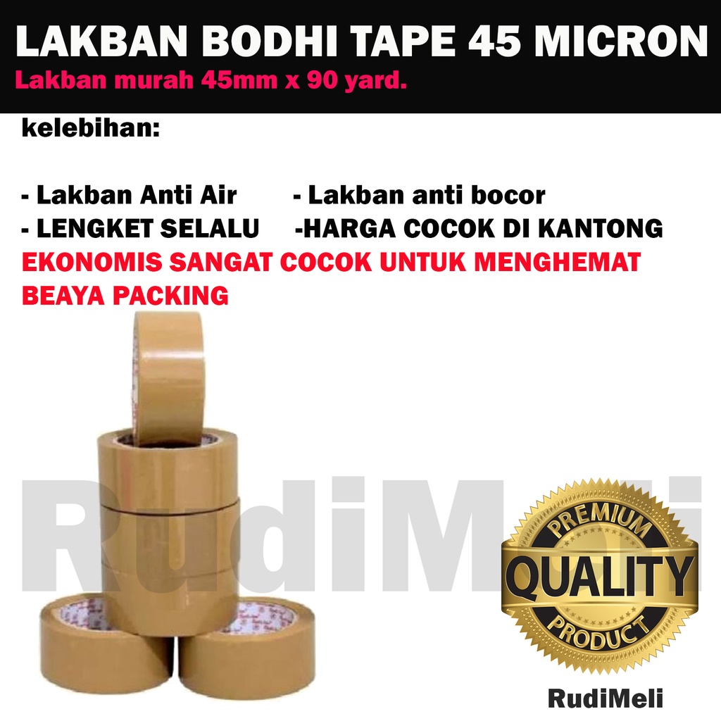 (HARGA PER DUS)LAKBAN TEBAL /ISOLASI BENING COKLAT BODHI TAPE UK 2INCH (45 MM X 90 YARD)-LAKBAN MURAH UNTUK PACKING