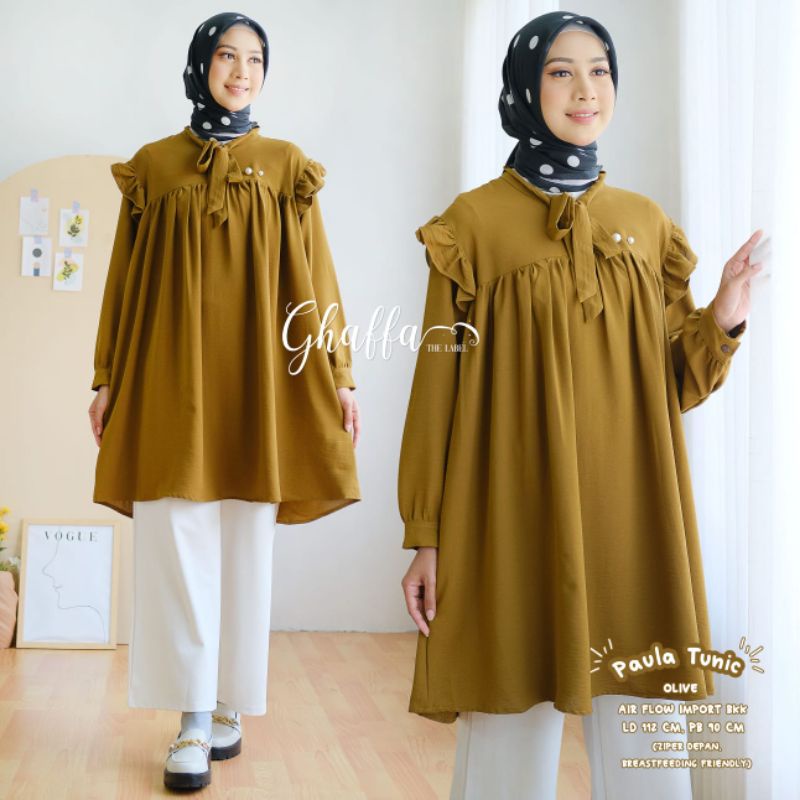 PAULA TUNIC BY GHAFFA THE LABEL (TUNIK MUSLIMAH) Tunik wanita polos rekomended