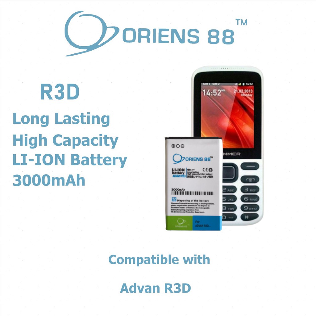 (P) Baterai batre battery Advan R3D double power/IC ORIENS88