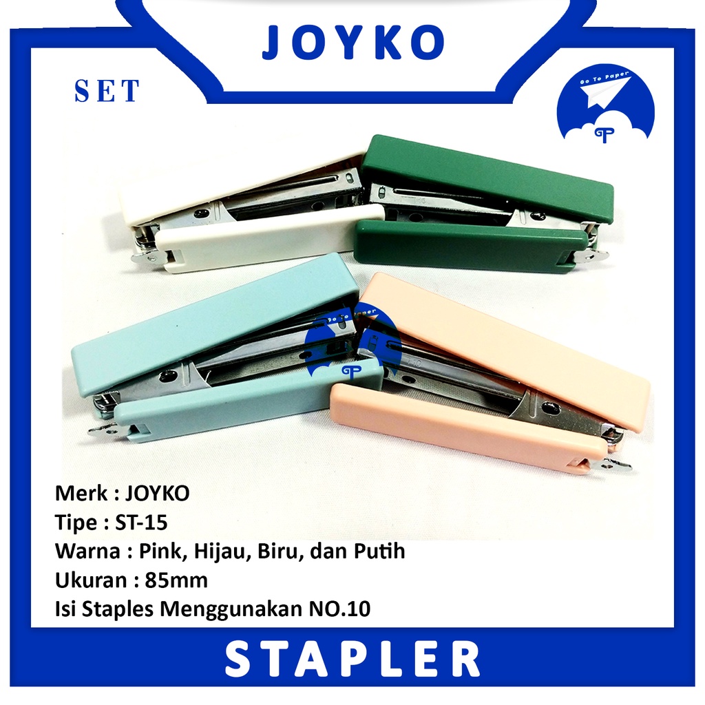 

STAPLER/ ALAT STAPLES MERK JOYKO ST-15 PASTEL COLOR [ PCS ]
