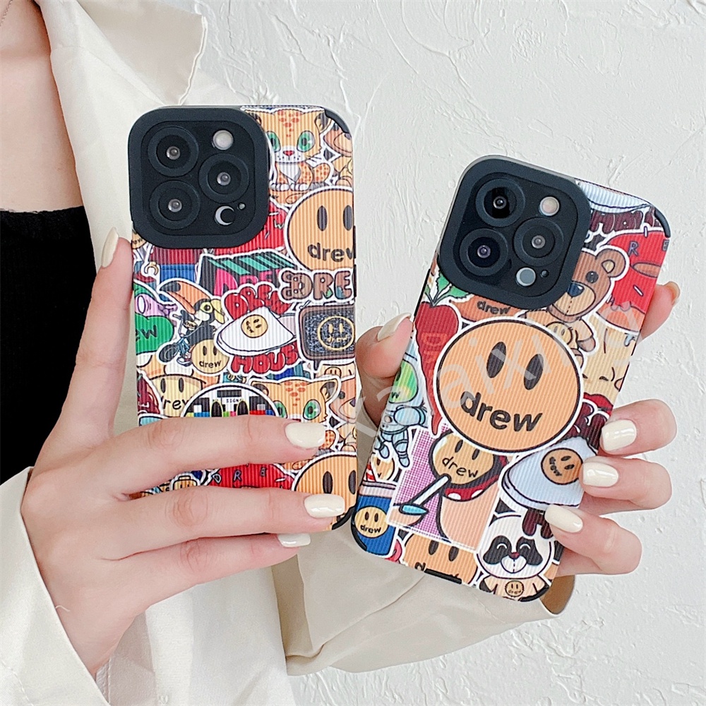 Case Motif Lukisan Smiley Untuk iPhone 11 Pro 12 Pro 13 Pro Max Xs Max XR X