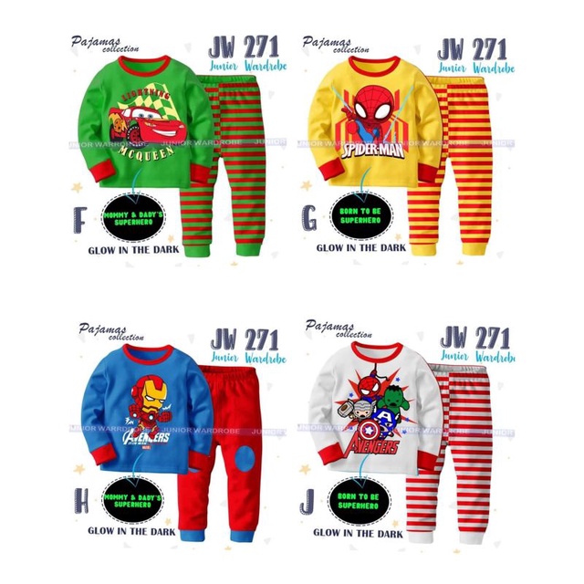 JW271 PIYAMA ANAK GLOW IN THE DARK