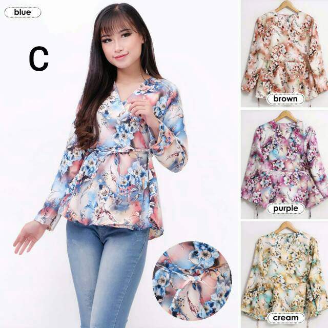 Kimono Bunga / Blouse Bunga / Blouse Motif / Atsasan Wanita (yc)