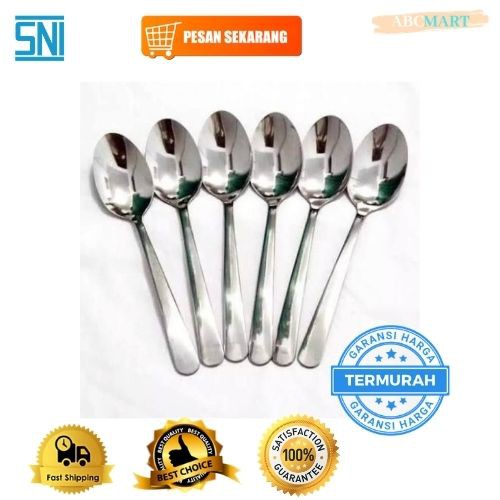 [BISA COD] PROMO Sendok Makan Isi 6 Pcs Model Polos Stainless Tebal 189 27gr Harga Murah Terjangkau